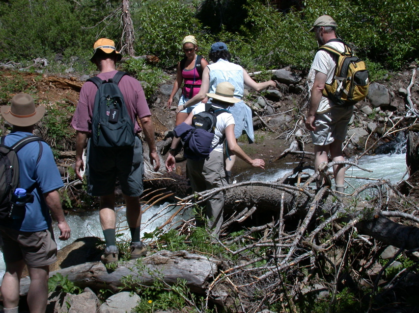 Judy and Russ Crossing Disaster Creek, Wednesday hike