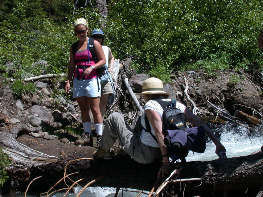 Cathy scooting across disaster Creek