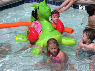 Ruby and Marielle in the Kiddie pool