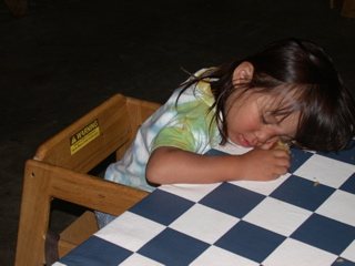 Ruby napping during dessert